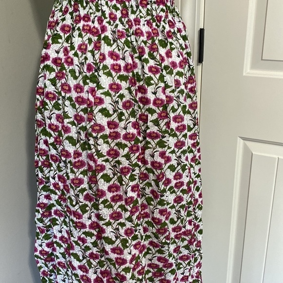 Roller Rabbit Dakini Lune Floral Maxi Dress Sleeveless Pleated White Green Sz L - Picture 11 of 14